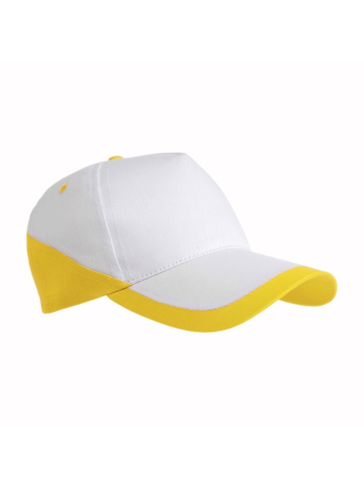 ON™ Șapcă din bumbac cu 5 panouri, bază albă și margini colorate, curea reglabilă velcro