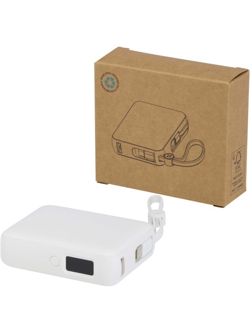 PF™ Acrux baterie externă 10.000 mAh 35W pentru tabletă cu cablu Type-C încorporat – din plastic reciclat