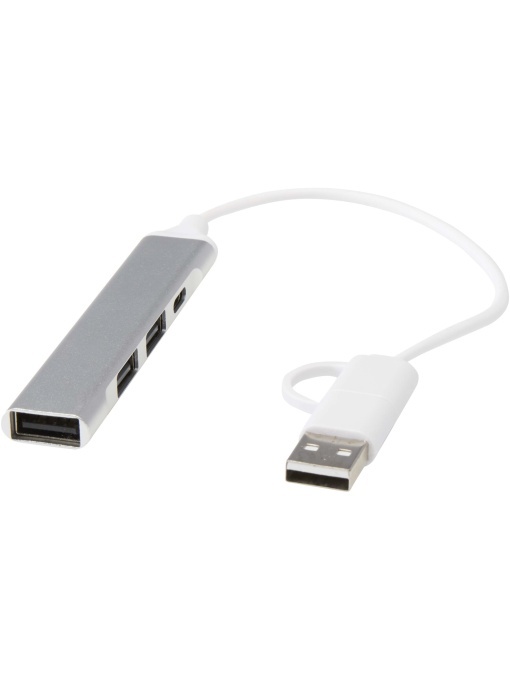PF™ Alkaid hub 4 porturi din aluminiu reciclat cu USB-A și Type-C și intrare dublă