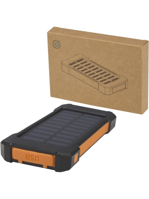 PF™ Altair baterie externă solară rezistentă 5000 mAh 10W din plastic reciclat cu lanternă încorporată