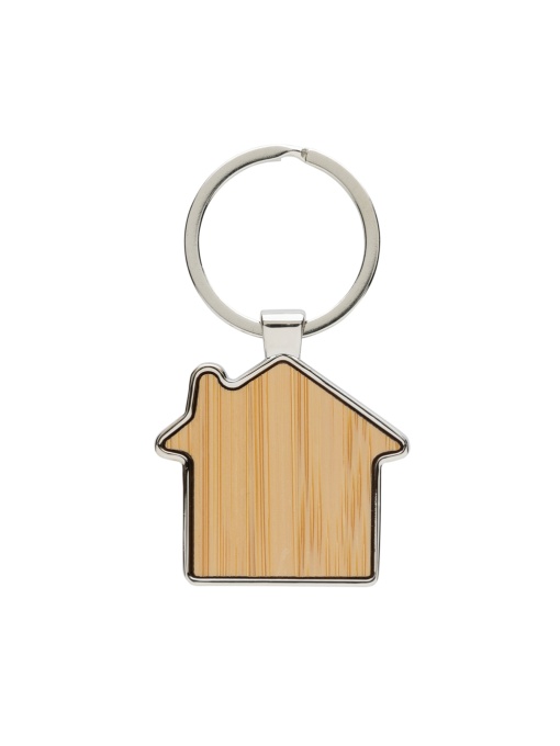 XD™ RCS recycled zinc alloy house keychain with bamboo