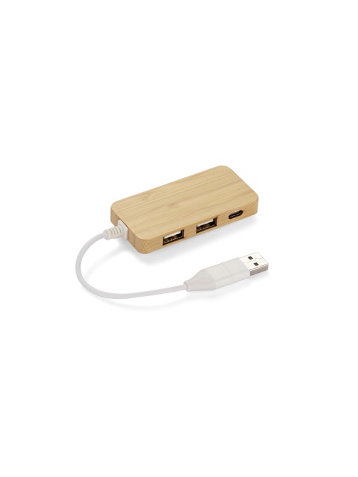 BLUE C™ Hub USB din bambus cu mufă înlocuibilă RIVO