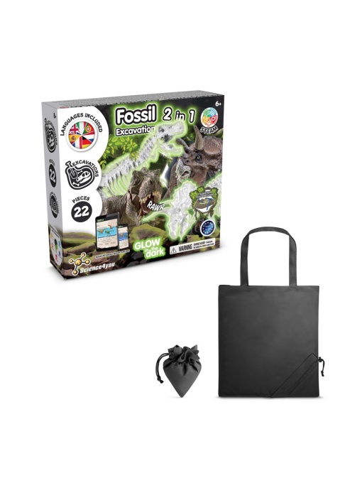 hi!™ 2 in 1 Fossil Excavation Kit V Joc educațional furnizat cu o pungă de cadou pliabilă 190T