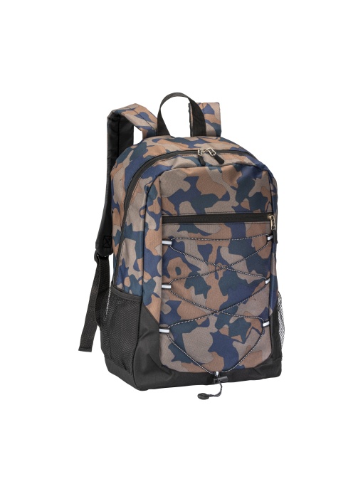 ON™ 600D polyester 4-pocket backpack (two mesh side pockets). Padded straps and back