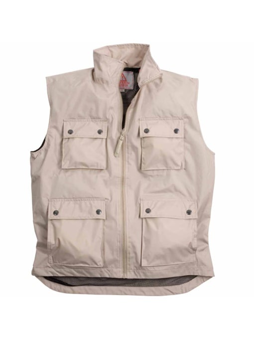 ON™ Multi-pocket polyester vest with inner pongee mesh lining. Sizes: S/M/L/XL/XXL