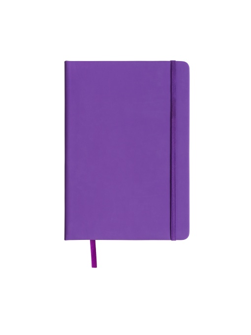 ON™ PU notebook with coloured elastic, squared sheets (80 pages), satin bookmark