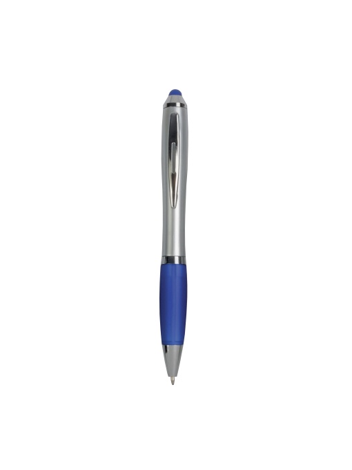 ON™ Plastic twist pen with silver barrel, rubberised coloured grip