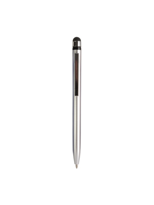 ON™ Plastic twist pen with metallic coloured barrel and touchscreen rubber tip