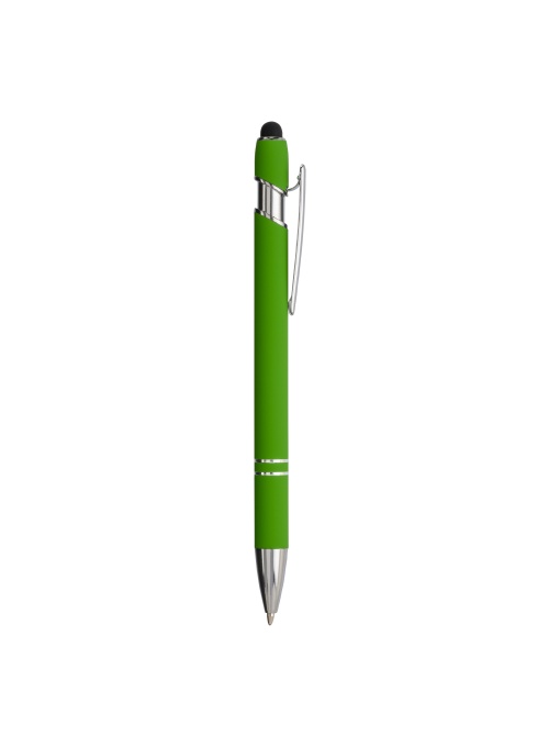 ON™ Rubberized aluminium snap pen with touch screen eraser and metal clip