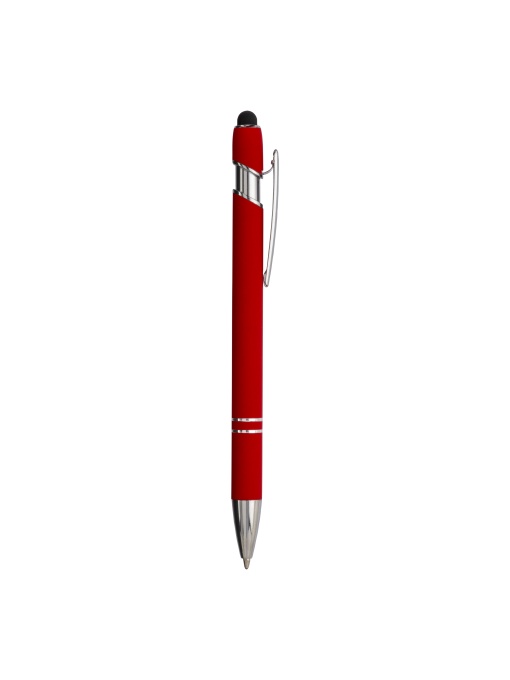 ON™ Rubberized aluminium snap pen with touch screen eraser and metal clip