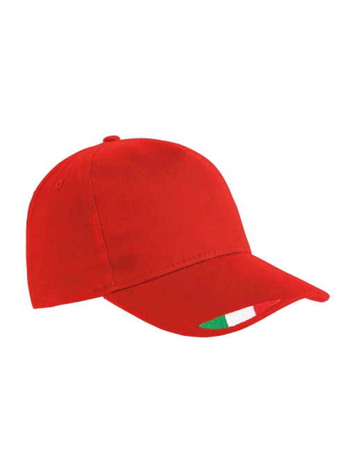 ON™ 5 panels cotton baseball cap with tricolour italian flag embroidery
