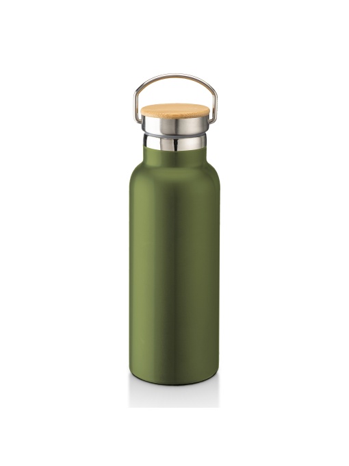 ON™ Termos cu perete dublu din oțel inoxidabil izolat cu capac din bambus (500 ml)