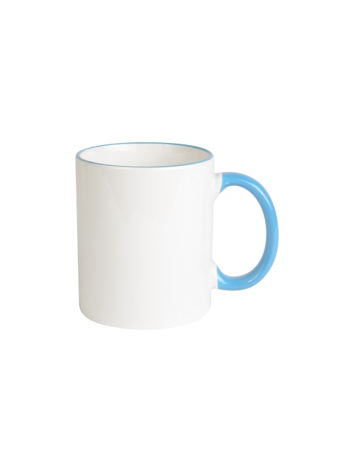 ON™ White grade A ceramic mug with coloured handle and edge, For dishwashers
