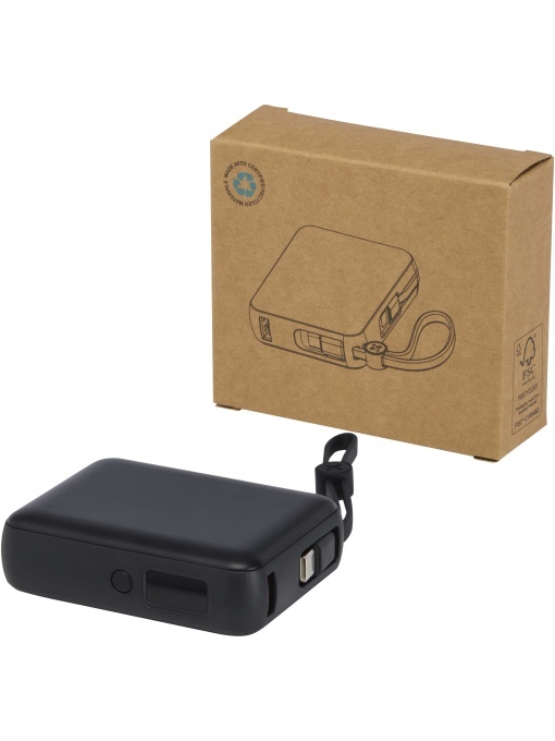 PF™ Acrux baterie externă 10.000 mAh 35W pentru tabletă cu cablu Type-C încorporat – din plastic reciclat - Img 1