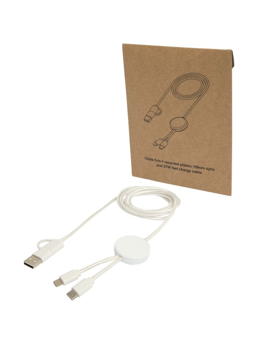PF™ Citala cablu 5-în-1 150 cm din plastic reciclat pentru sincronizare date și încărcare rapidă 27W