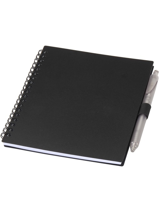 PF™ Niove recycled plastic soft cover notebook and ballpoint pen set (blue ink) - Img 1