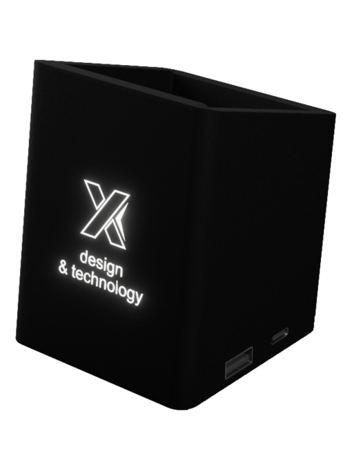 PF™ SCX.design O11 suport antibacterian pentru creioane cu logo luminos și ieșire USB dublă