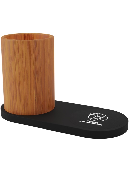 PF™ SCX.design W17 10W light-up logo wireless charging pad and bamboo pencil holder