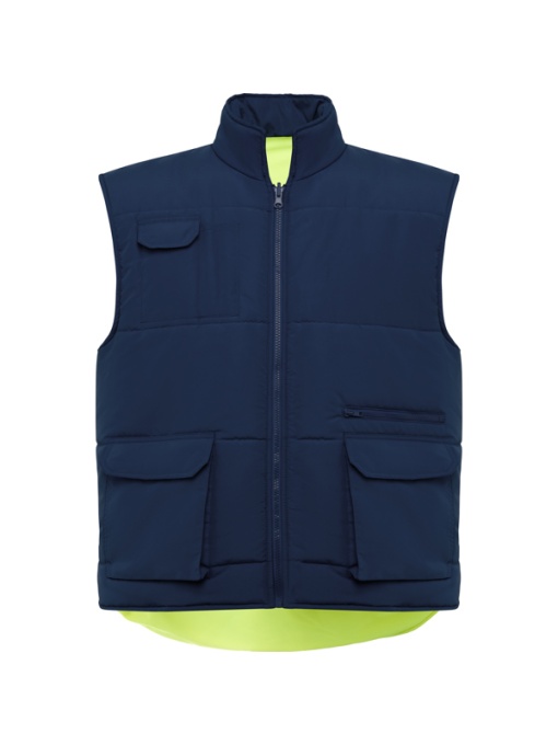 RO™ PERSEI | Vestă hi-vis reversibilă cu buzunare & guler înalt | Carcasă: 100 % poliester taffeta / Căptușeală: 100 % poliester / Floră: 100 % poliester single jersey | 450 gsm