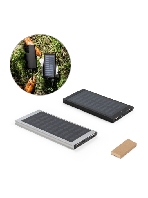 hi!™ CLERK Power bank de 8.000 mAh cu panou solar din aluminiu 100% reciclat - Img 1