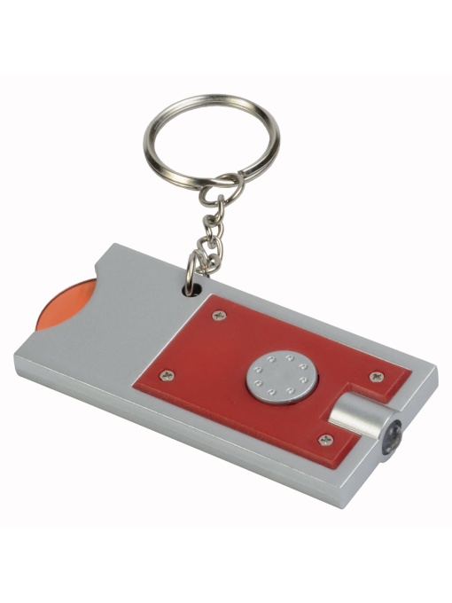 ON™ Plastic key ring with shopping trolley token and light