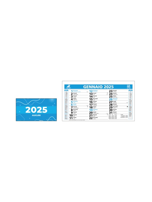 ON™ Monthly desk calendar 2025, 13 sheets on matte coated paper, 2 colours, spiral bound