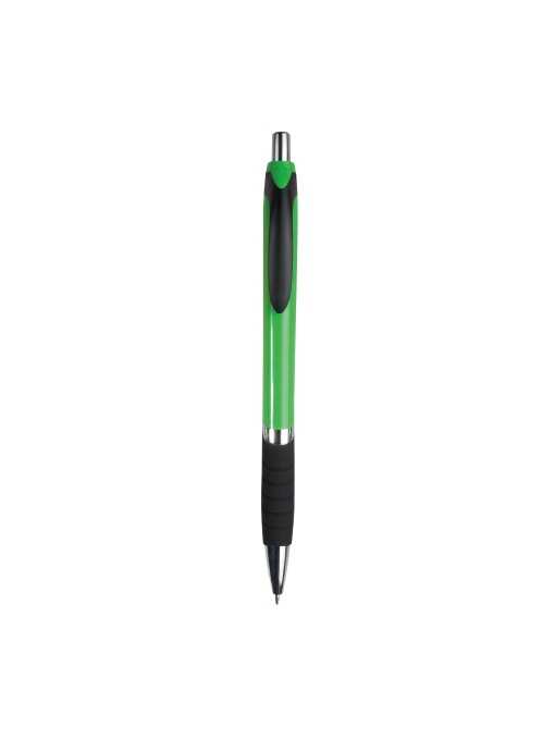 ON™ Pix cu clic din plastic, corp colorat, grip cauciucat și detalii cromate