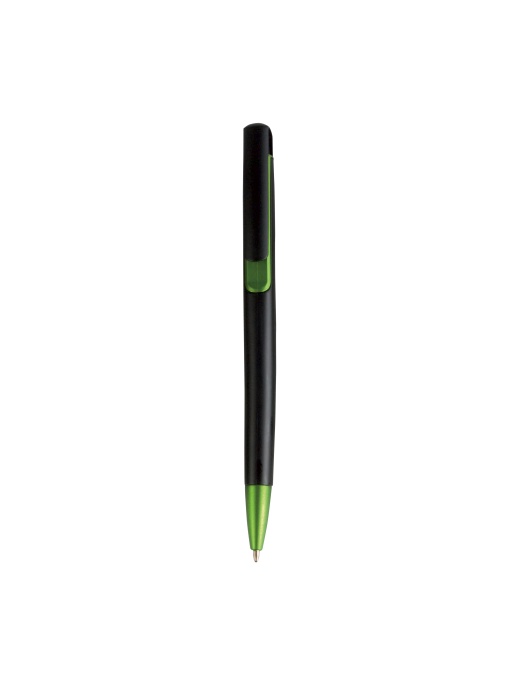 ON™ Plastic snap pen with black barrel and metallic tip and detail