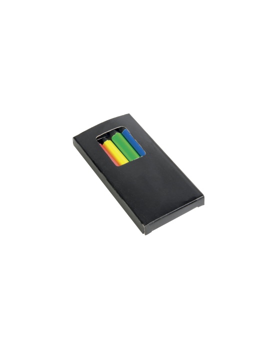 ON™ Set cu 6 creioane din lemn colorate fluorescent, formă rotundă, în cutie de carton