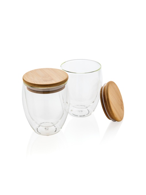 XD™ Double wall borosilicate glass with bamboo lid 250ml 2pc set