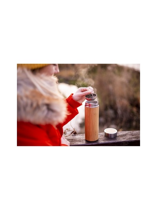 AX™ Bamboo thermos 350 ml with sieve stopping dregs | Christian