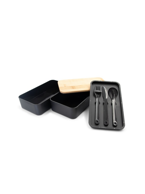 AX™ Lunch boxes 2 in 1, 2x500 ml, bamboo lid, cutlery | Tijani