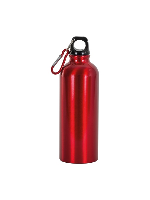 ON™ Aluminium water bottle (500 ml) with plastic lid and snap hook (22 cm tall)