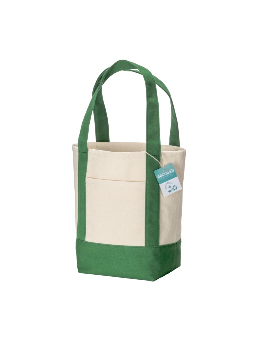 ON™ Geantă mini shopper din bumbac reciclat 340 g/m2, cu mânere și bază colorate. Certificare GRS - Img 1