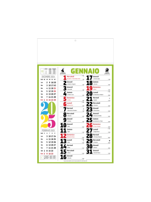ON™ Monthly wall calendar 2025, 12 sheets, on coated paper, heat-sealed