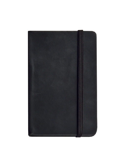 ON™ PU notebook with coloured elastic, squared sheets (80 pages), satin bookmark
