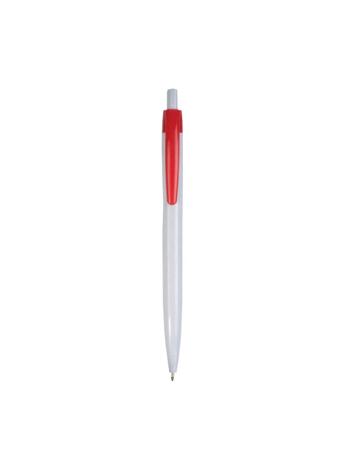 ON™ Plastic snap pen with white barrel and coloured clip