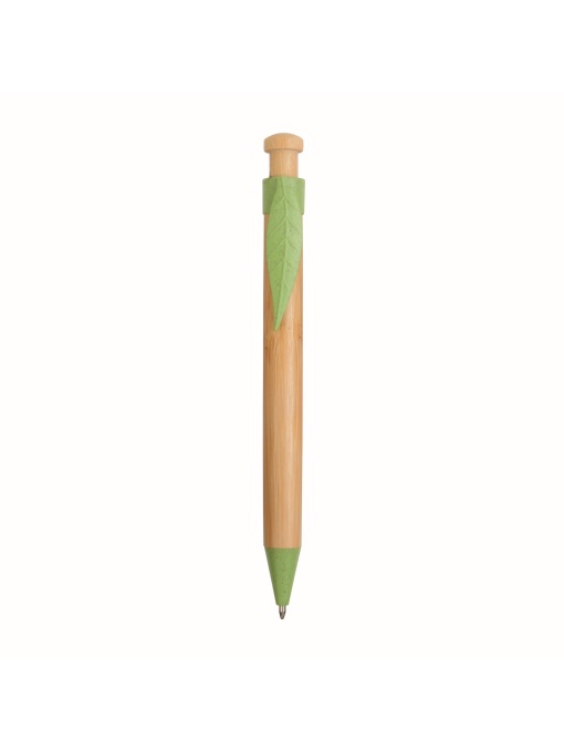 ON™ Push button ball pen with bamboo barrel and wheat-straw (50%) and PP (50%) fittings