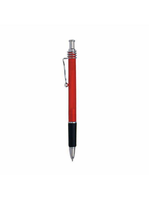 ON™ Snap pen with frosted barrel, metal wavy clip and rubberised grip