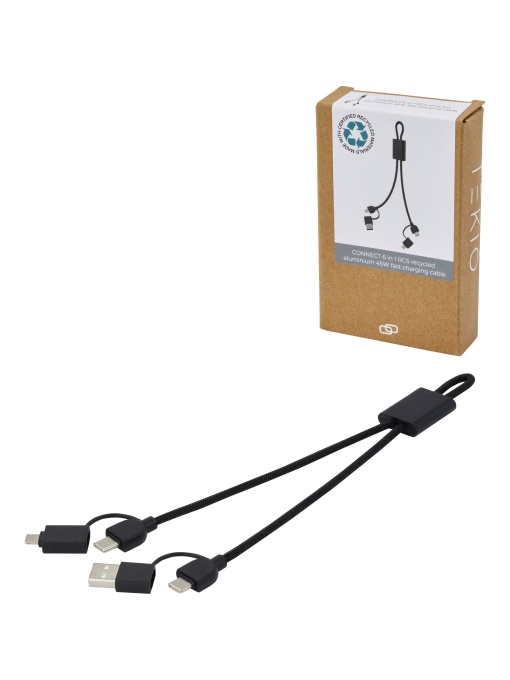 PF™ Connect cablu 6-în-1 din aluminiu reciclat RCS 45W pentru încărcare rapidă și transfer de date