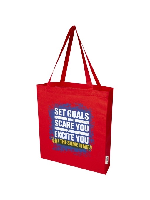 PF™ Madras geantă tote cu burduf din bumbac reciclat GRS 140 g/m² - Img 1