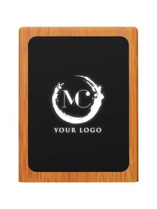 PF™ SCX.design O12 suport din lemn pentru creioane cu logo luminos și ieșire USB dublă - Img 1