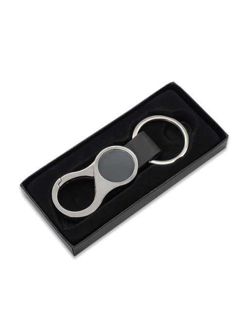 Royal™ LENARD metal and PU keychain, black