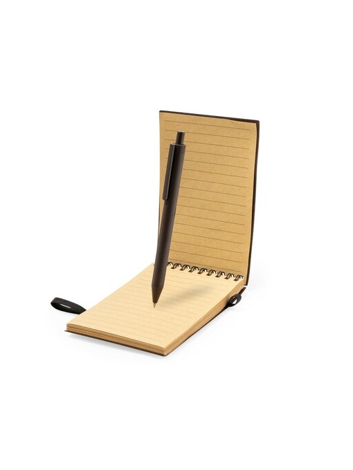 AX™ Coffee fibre notebook approx. A6 with ball pen