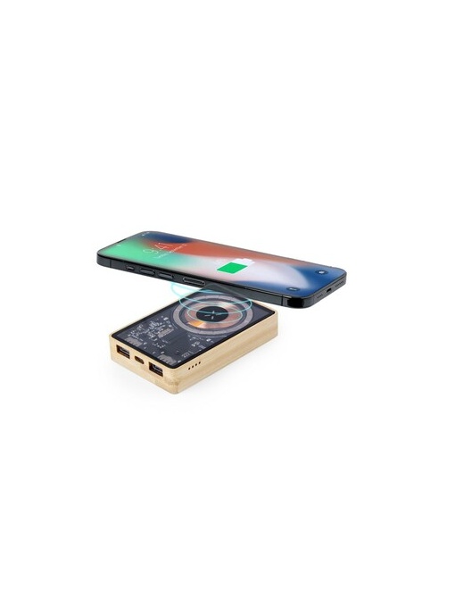 AX™ Magnetic wireless bamboo power bank 5000 mAh, wireless charger 15W