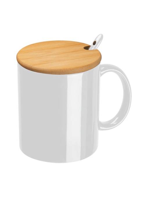 CM™ Ceașcă ceramică cu lingură și capac de bambus