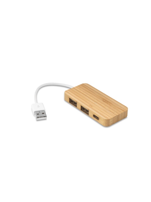 hi!™ MOSER HUB cu 2 porturi USB-A și 1 port USB-C din bambus