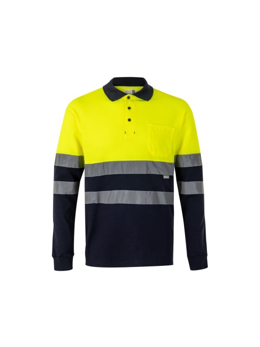 hi!™ VL PLUTO LARGE Tricou polo piqué în două tonuri (150g/m²) cu mâneci lungi, din bumbac (55%) și poliester (45%)