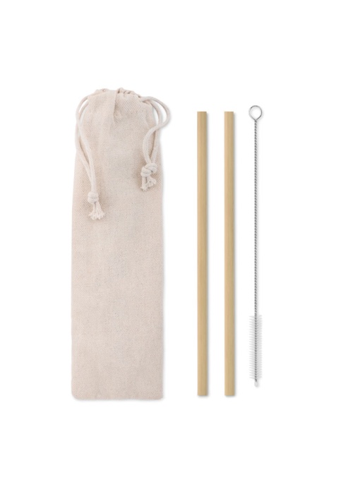 MO™ Natural straw – Bamboo straw and brush in pouch