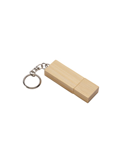 ON™ 4 GB wooden pen drive with metal key ring. Upload on request with delivery in 2 weeks